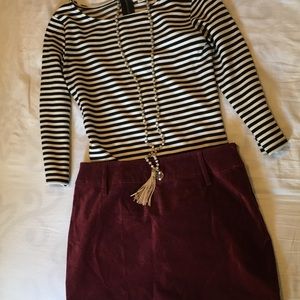 Velvet red mini skirt